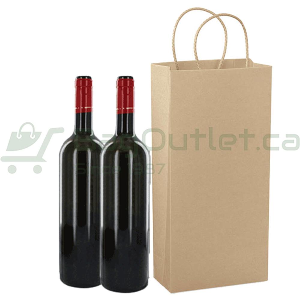 Paper Bags Kraft Two Bottle 6.5 x 3.5 x 13 Inches-Case 250