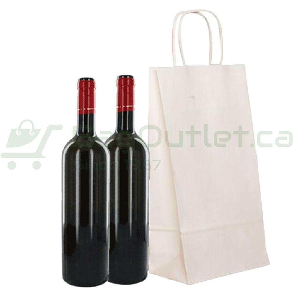 Paper Bags White Two Bottle 6.5 x 3.5 x 13 Inches-Case 250